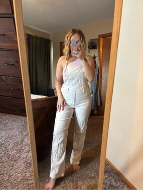 American Eagle Outfitters Cream Overalls